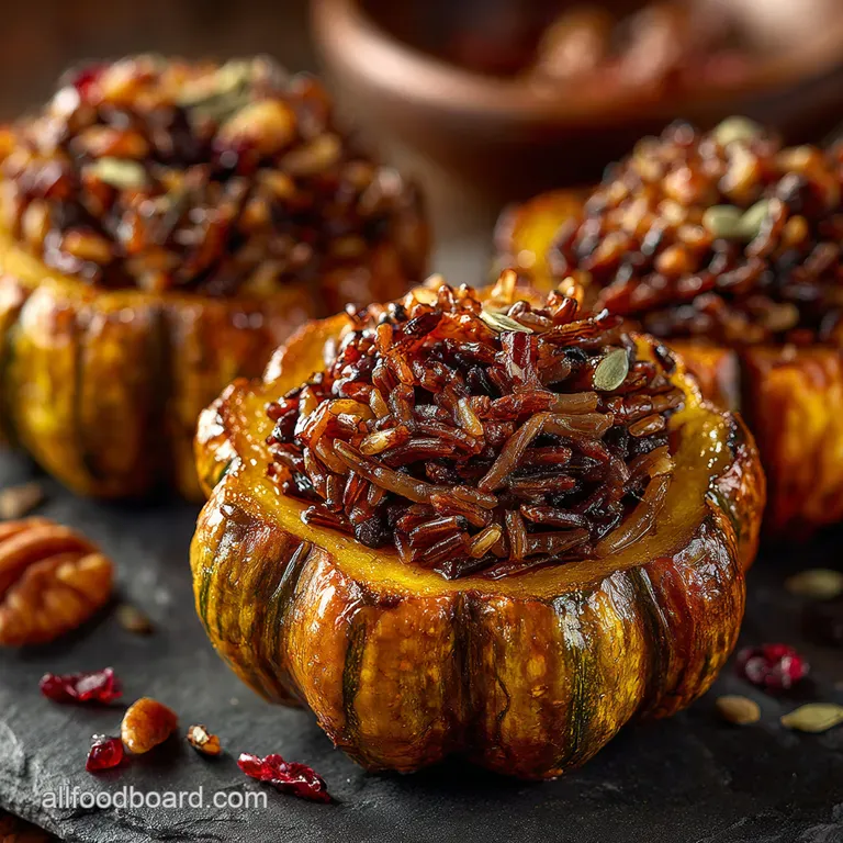 Autumn Harvest Wild Rice Stuffed Acorn Squash presentation