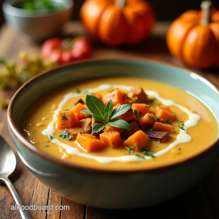 Autumns Embrace Creamy Roasted Root Vegetable Soup presentation