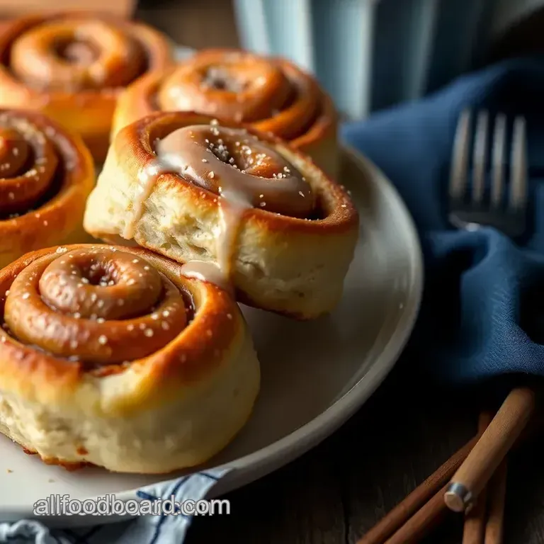 Savory Breakfast Sausage Cinnamon Rolls with Maple Glaze presentation
