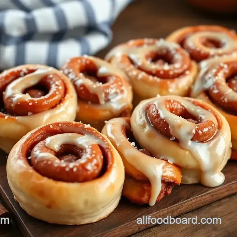 Savory Breakfast Sausage Cinnamon Rolls with Maple Glaze