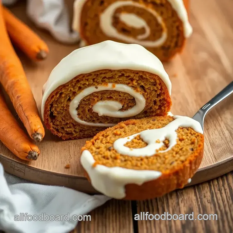 Deliciously Spiced Carrot Cake Roll with Creamy Cream Cheese Frosting presentation
