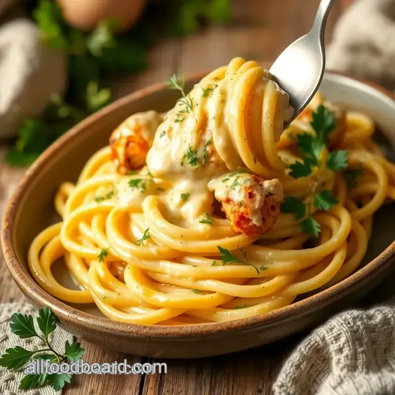 Creamy Garlic Chicken Pasta Bake presentation