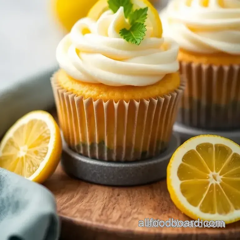 Lemon Cupcakes with Cream Cheese Frosting presentation