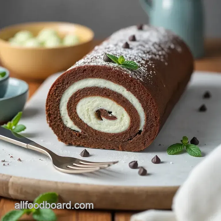 Mint Chocolate Roll Cake Delight presentation