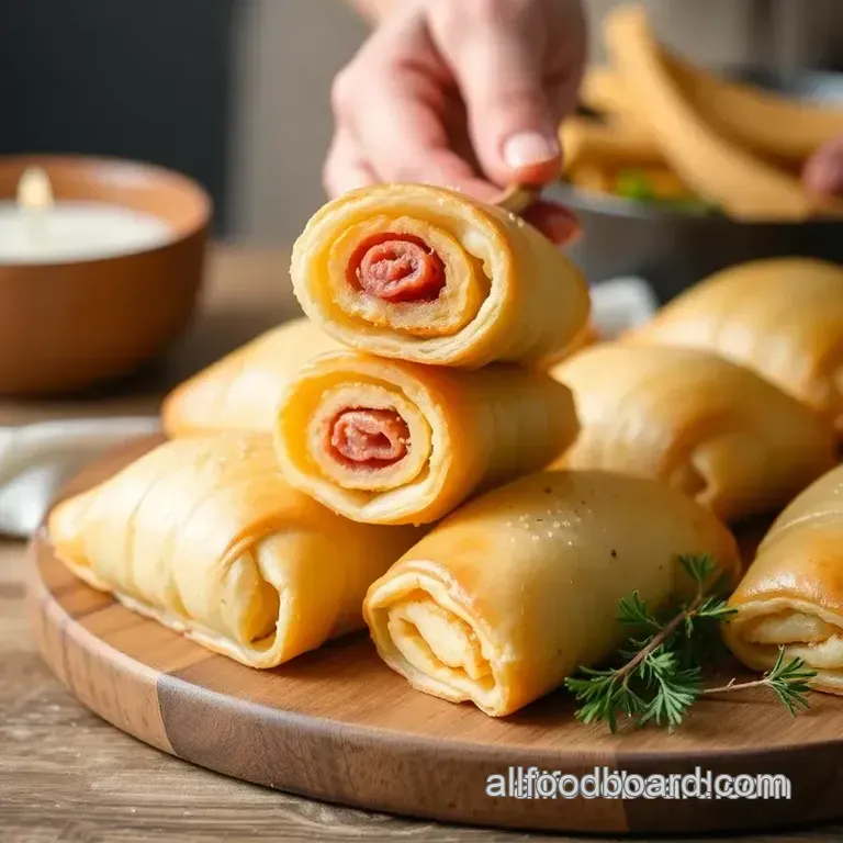 Savory Salami and Cheese Puff Pastry Rolls presentation