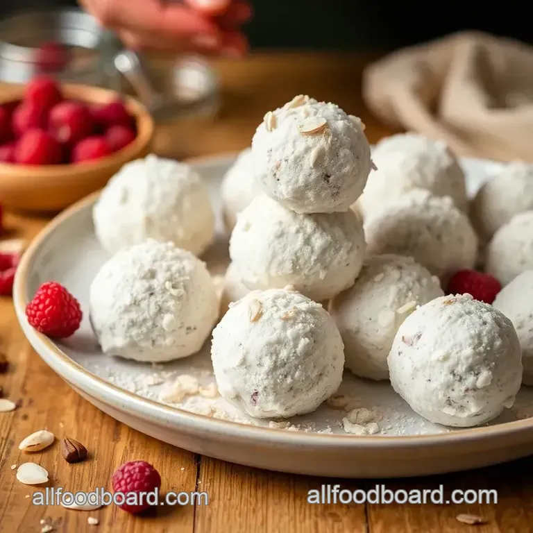 Raspberry Almond Snowballs presentation