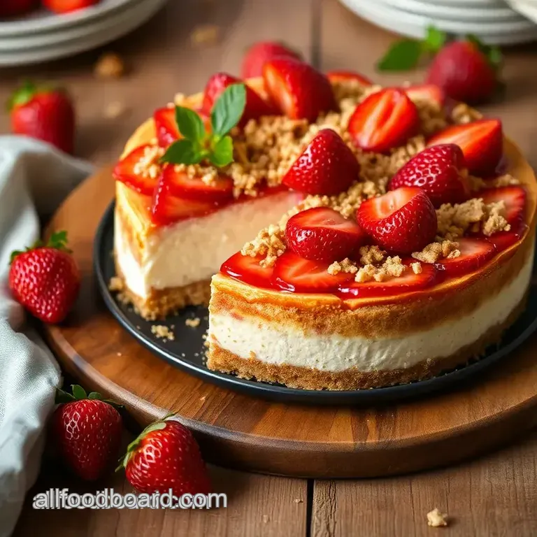 Strawberry Crunch Cheesecake presentation