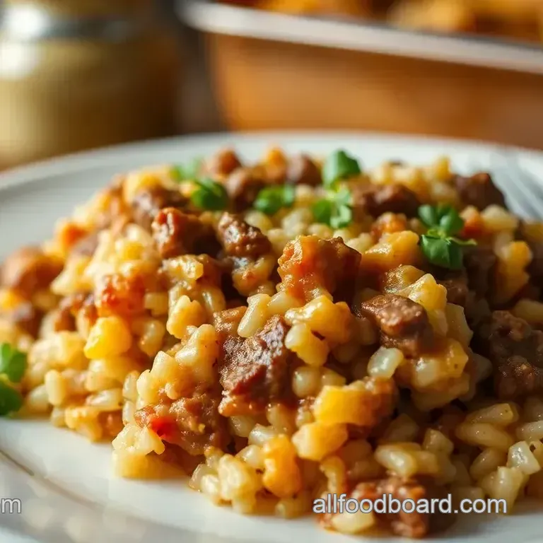 Savory Baked Beef Rice Casserole with a Zesty Twist