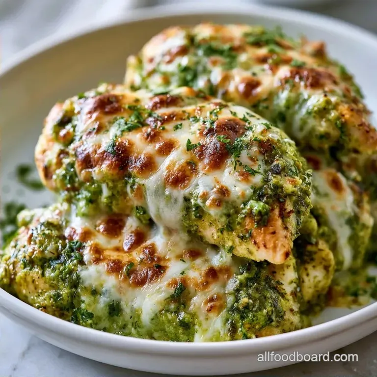 Healthy Baked Pesto Chicken with Mozzarella