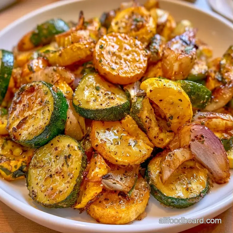Vibrant yellow and green squash slices arranged neatly on a white ceramic plate, garnished with fresh parsley.