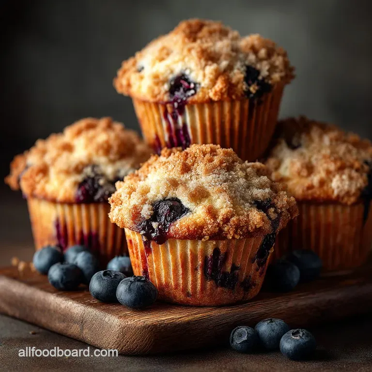 The Ultimate Bakery Blueberry Muffins with Crumbly Streusel presentation