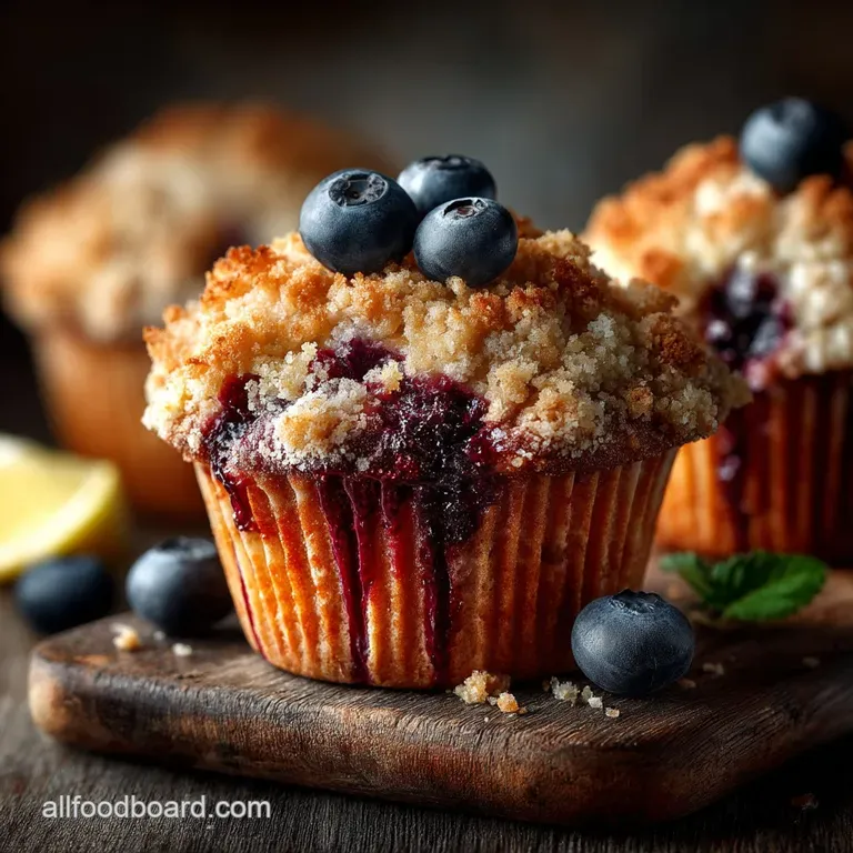 The Ultimate HighDome Blueberry Muffins with Lemon Crumb Topping presentation