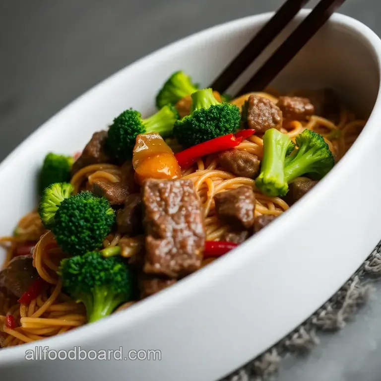 Beef and Broccoli Ramen Stir Fry presentation
