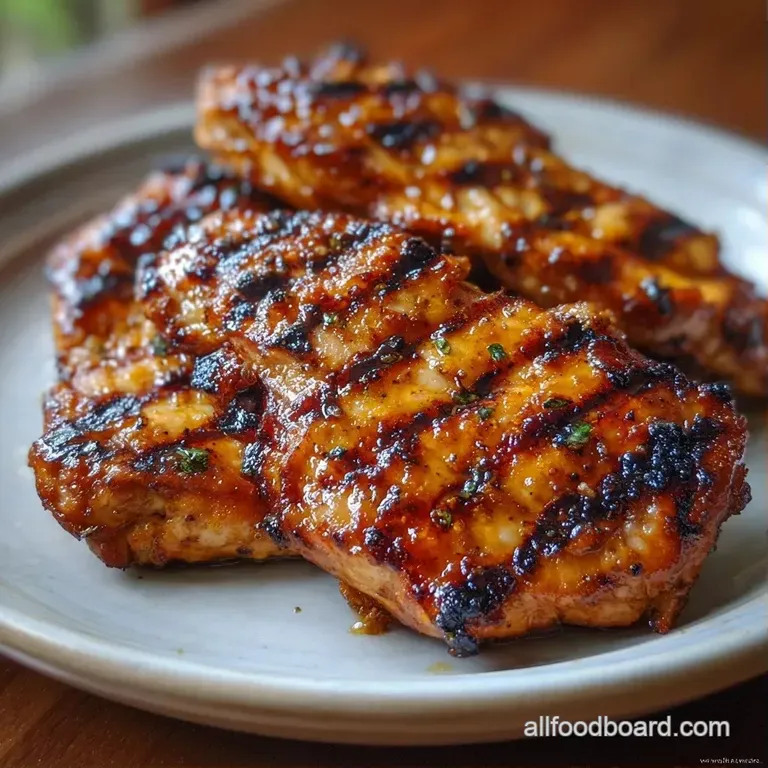 Sliced golden chicken breast resting on vibrant greens, drizzled with a honey glaze and garnished with fresh herbs.