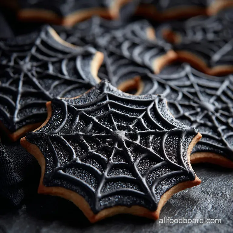 Halloween Cookies: Midnight Black Spiderweb Sugar Cookie Recipe presentation