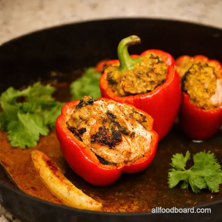 Blackened Salmon Stuffed Peppers or Tomatoes presentation