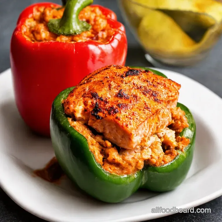 Blackened Salmon Stuffed Peppers or Tomatoes