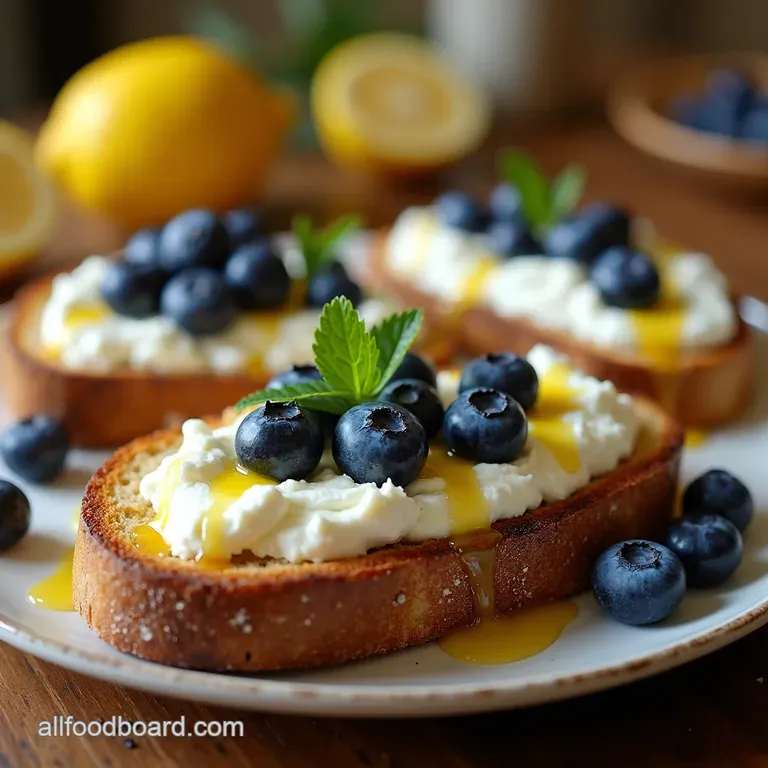 The PowerUp Toast Creamy Cottage Cheese with Blueberries Zesty Lemon Drizzle presentation