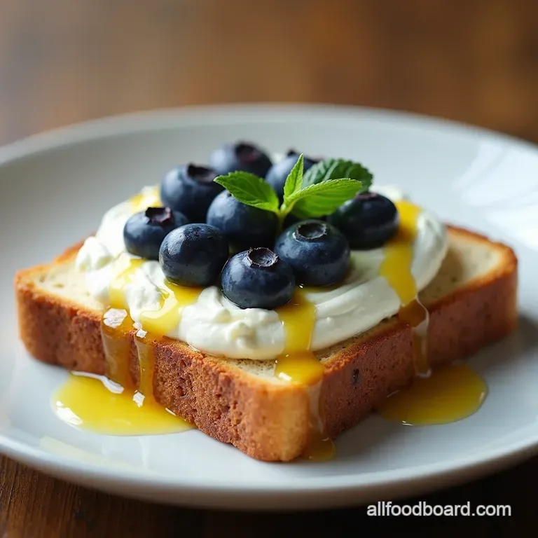 Creamy Cottage Cheese Blueberry Toast with Lemon Drizzle The PowerUp Toast Creamy Cottage Cheese with Blueberries Zesty Lemon Drizzle