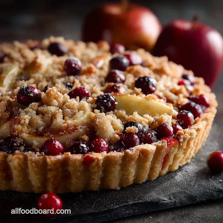 Thanksgiving Desserts: Spiced Cranberry Apple Autumn Crunch Tart presentation