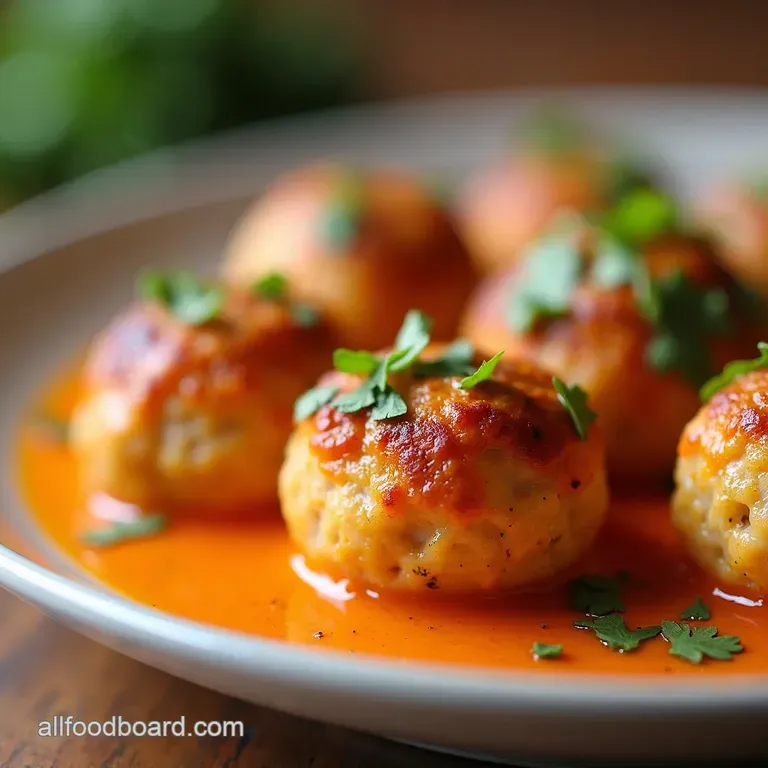 Buffalo Chicken Meatballs with Creamy Bleu Cheese Yogurt Dip