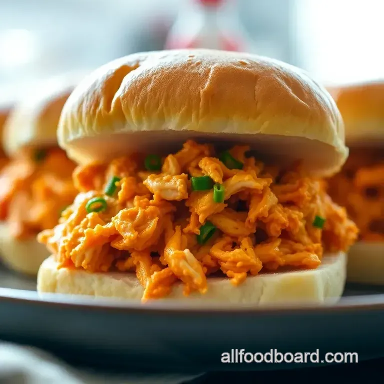 Buffalo Chicken Sliders on Buttery Hawaiian Rolls presentation