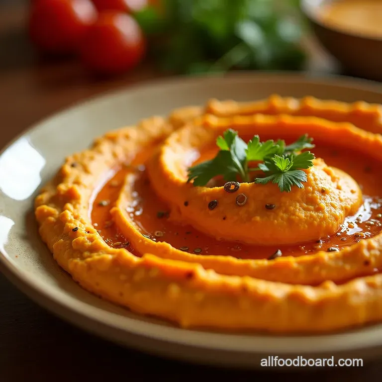 The Ultimate Game Day Kick Fiery Buffalo Chickpea Hummus presentation