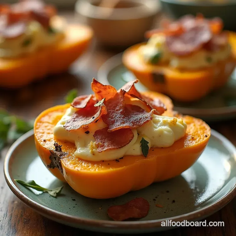 Butternut Squash Sage Ricotta Bake with Crispy Prosciutto Topping presentation