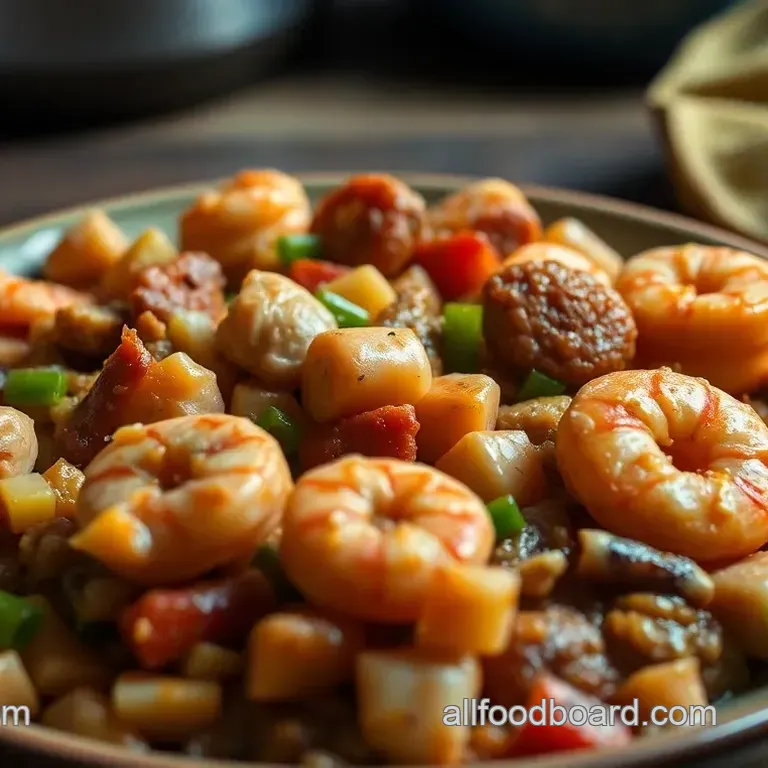 Cajun Comfort: Classic Jambalaya with Chicken Shrimp and Andouille Sausage