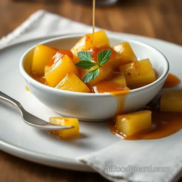 Sautéed Pineapple with Sweet Caramel Sauce presentation