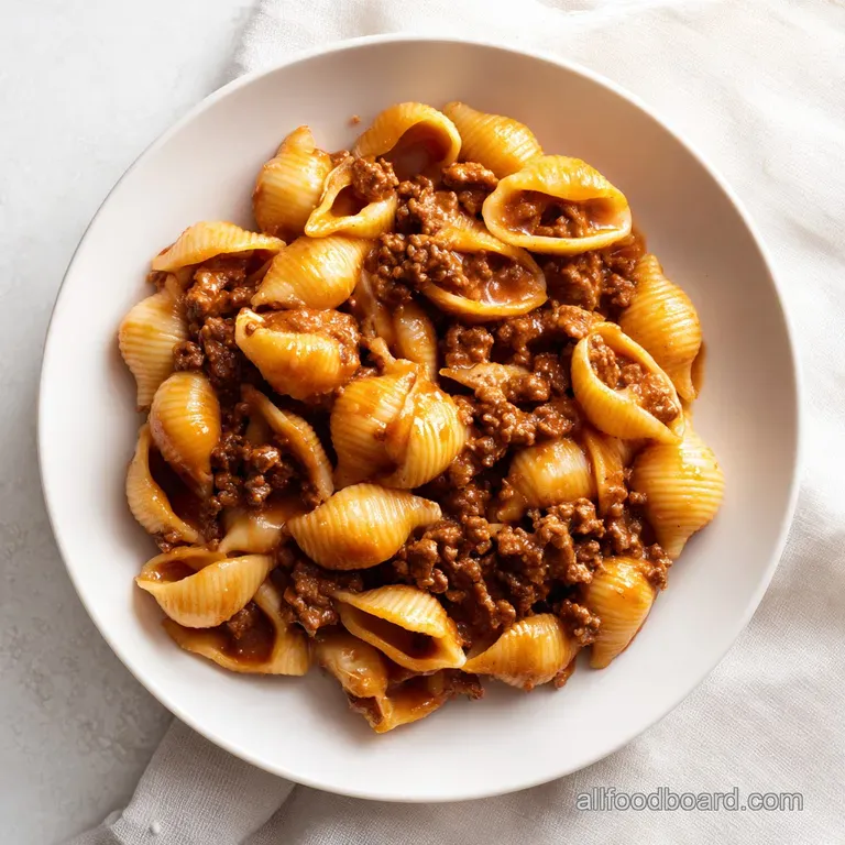 One-Pot Creamy Garlic Beef & Shells