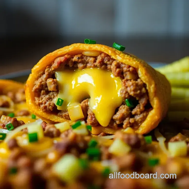 Cheeseburger Egg Rolls with &quot Secret Sauce&quot presentation