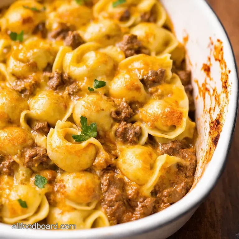 Cheesy Beef Tortellini Bake