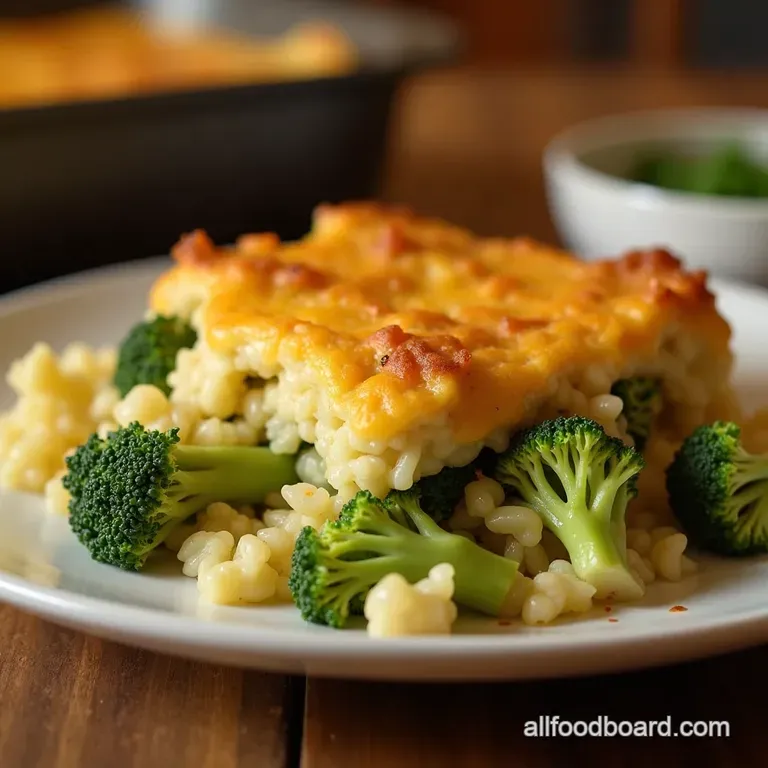 The Great British BakeOff Winner In Your Own Kitchen Ultimate Cheesy Broccoli and Rice Comfort Casserole presentation