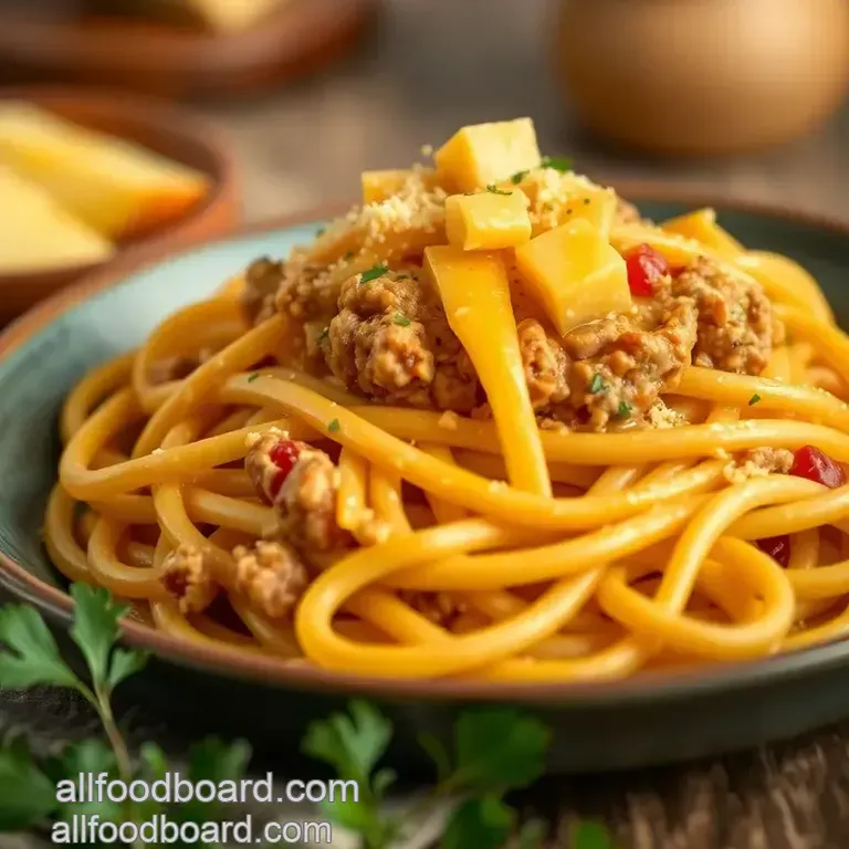 Creamy Cheddar Burger Pasta: A Comfort Food Delight presentation