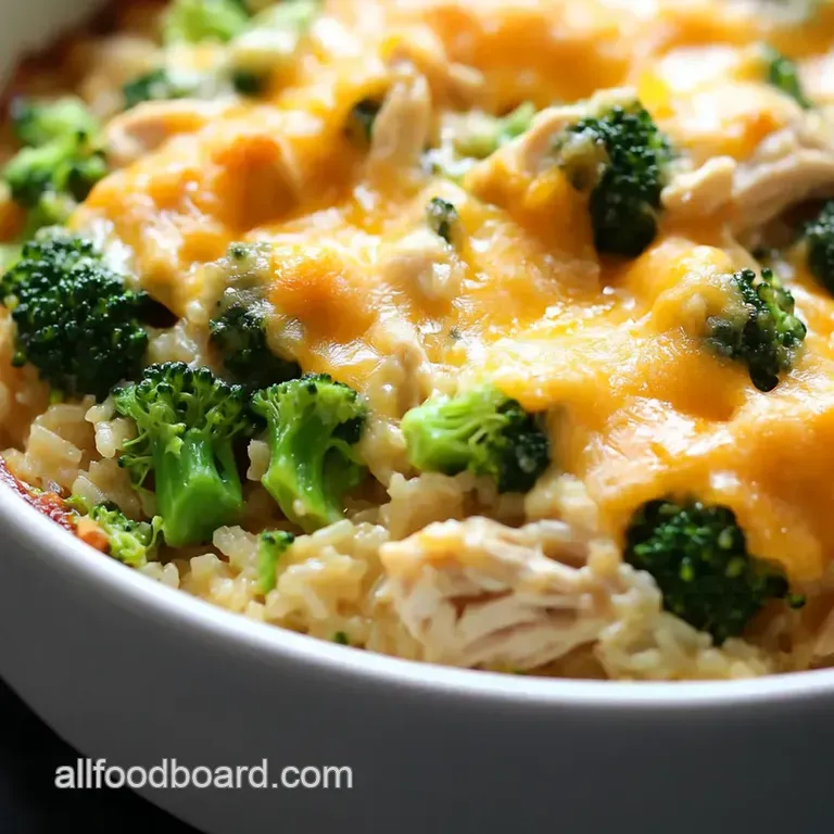 Cheesy Chicken &amp Broccoli Rice Casserole presentation