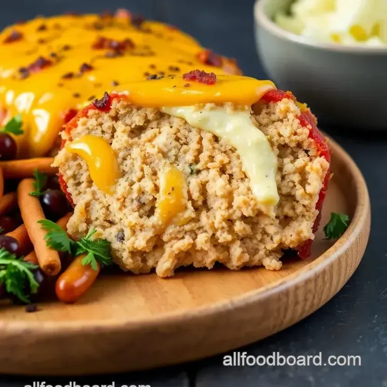Chicken Cordon Bleu Meatloaf with Mushroom Sauce presentation