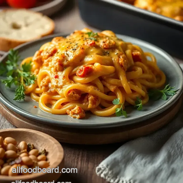Baked Cheesy Chicken Spaghetti Casserole presentation