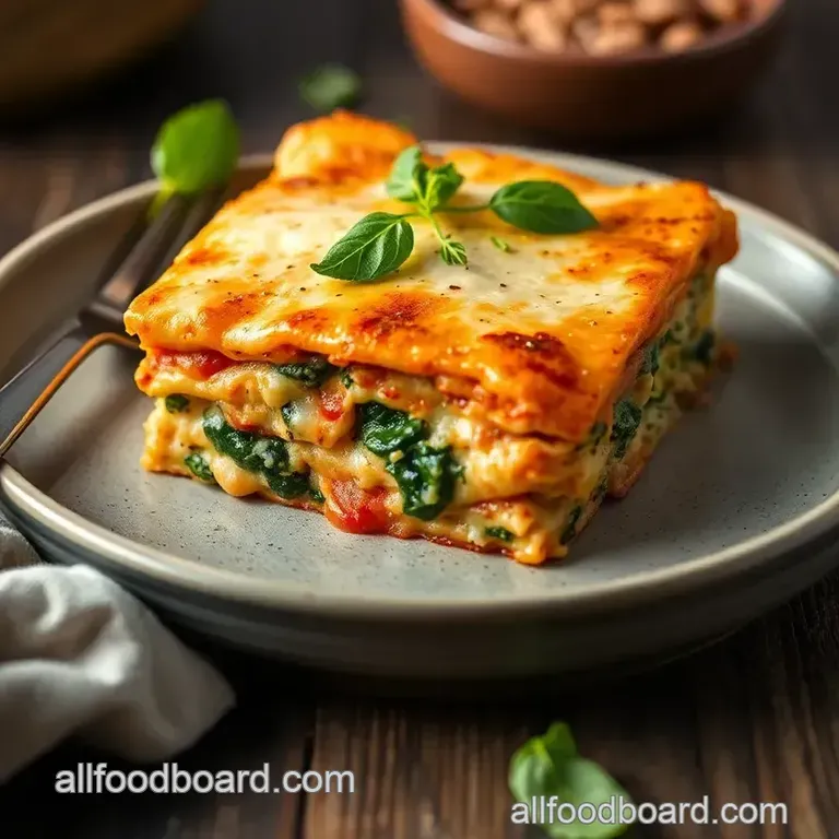 Delicious Bake Cheesy Chicken Spinach Lasagna Yum! presentation