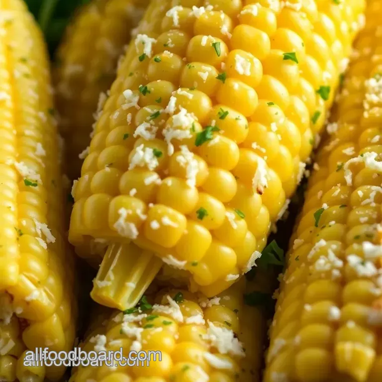Cheesy Garlic Butter Corn on the Cob presentation