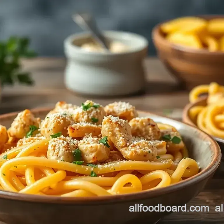 Cheesy Garlic Chicken Pasta Bake