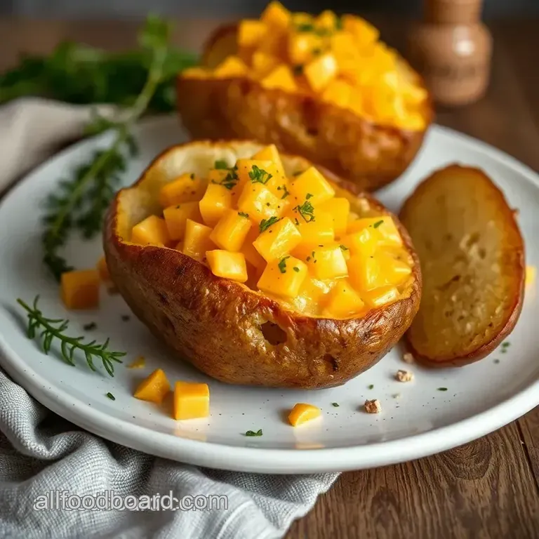 Baked Potatoes with Cheddar Cheese Delight presentation