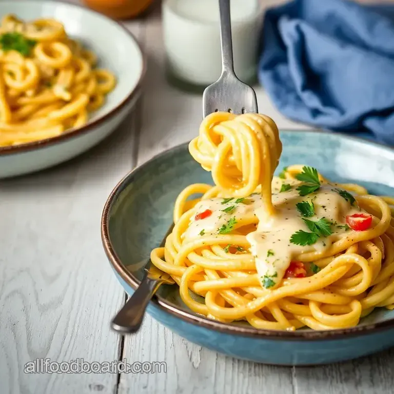 Quick Cheesy Pasta with Creamy Sauce presentation