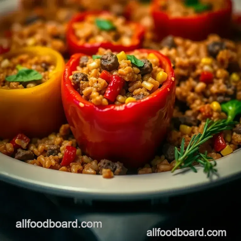 Cheesy Stuffed Bell Pepper Casserole presentation
