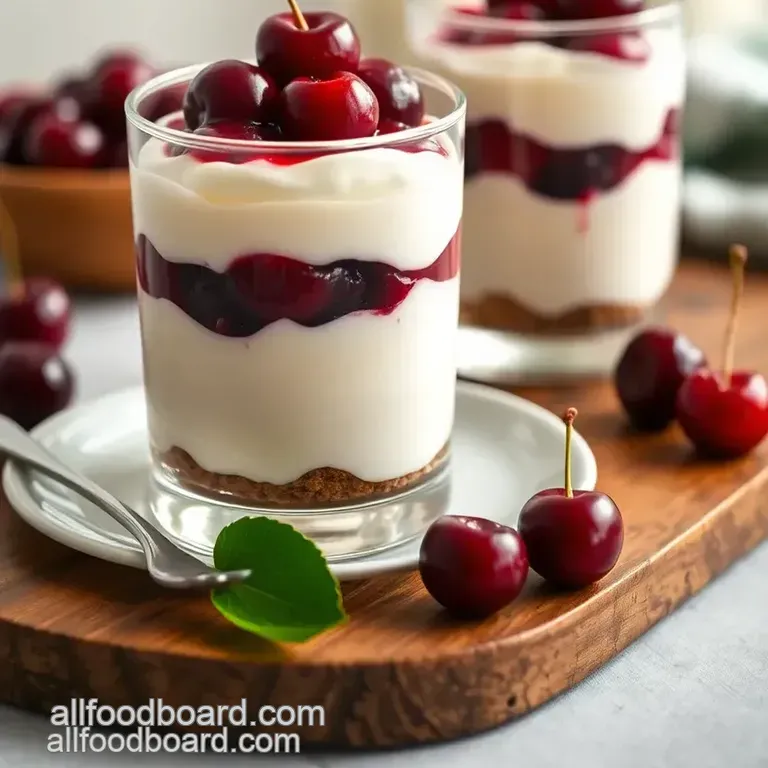 No-Bake Cherry Dessert with Creamy Layers presentation