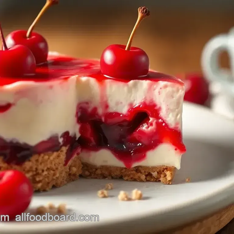 No-Bake Cherry Dessert with Creamy Layers