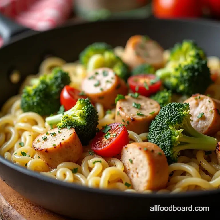 Chicken Sausage Broccoli Orzo Weeknight Winner presentation