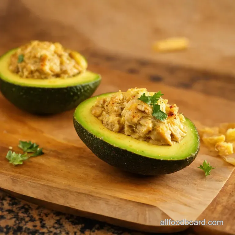 Chickenstuffed Baked Avocados a Creamy Dreamy Delight presentation