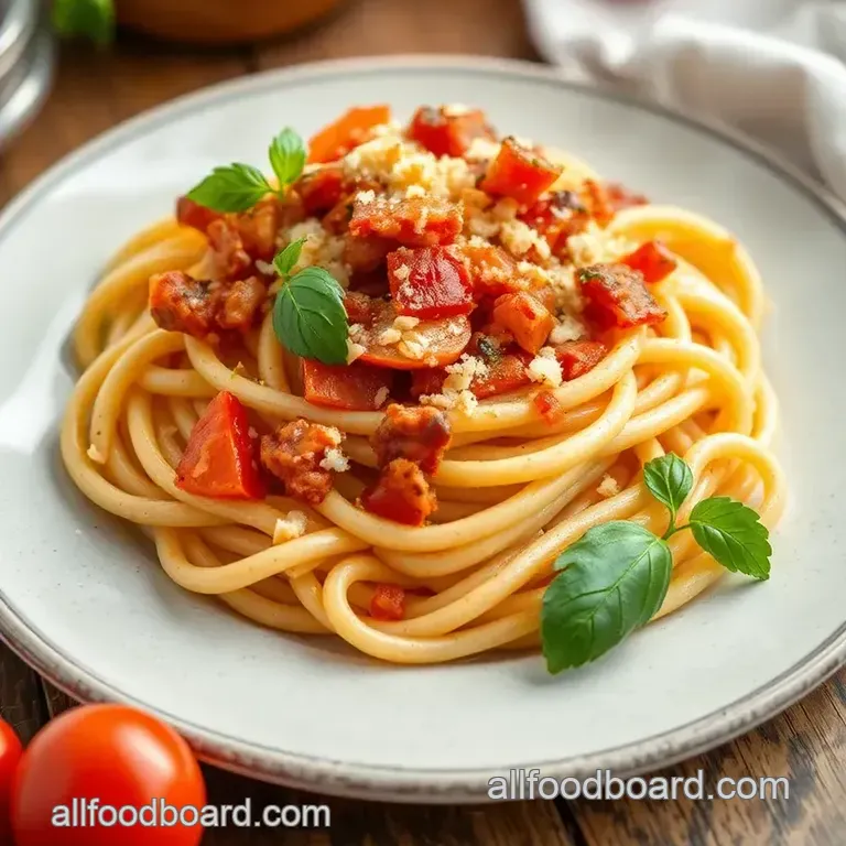 Chilled Bacon Tomato Pasta Delight presentation