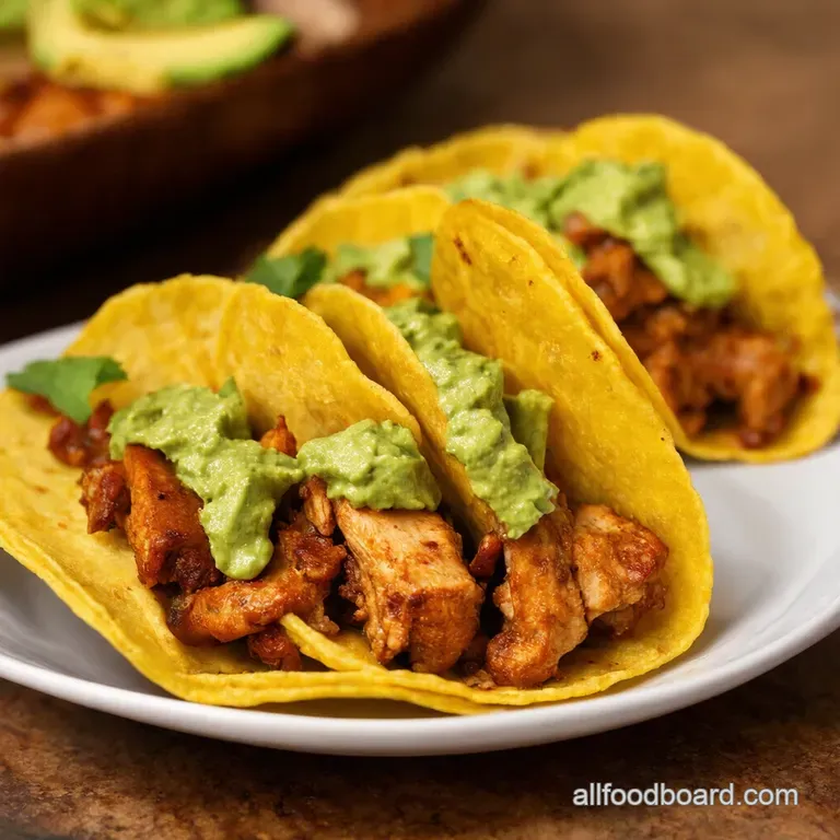 Chipotle Chicken Tacos with Dreamy Avocado Crema presentation